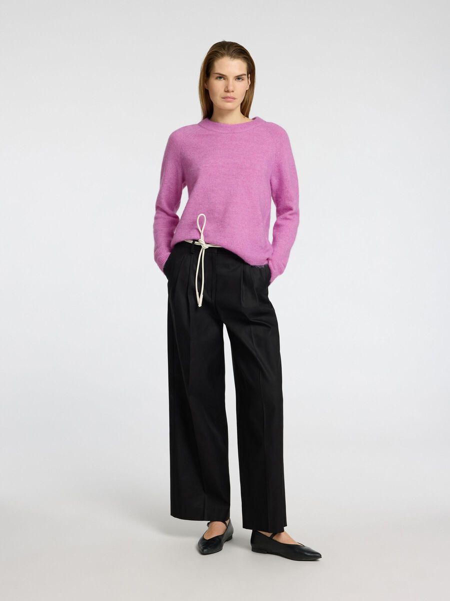 Lulu O-Neck Strikket Genser - Rosa/ First Bloom